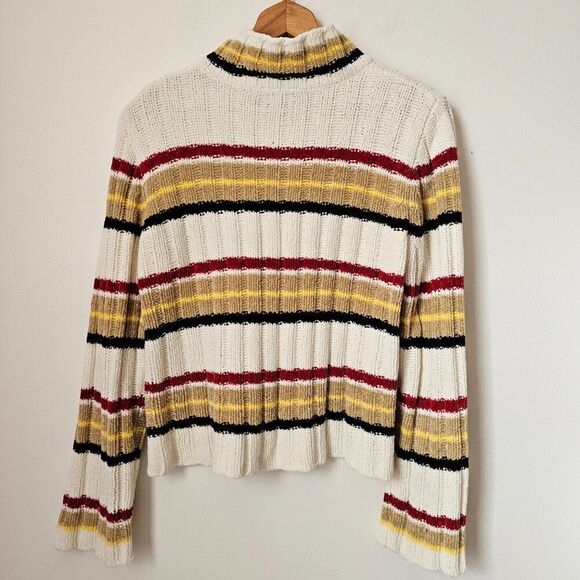 EUC VINTAGE STYLE NO BOUNDARIES MOCK NECK STRIPED CHENILLE SOFT SWEATER TOP L JR - Picture 2 of 16